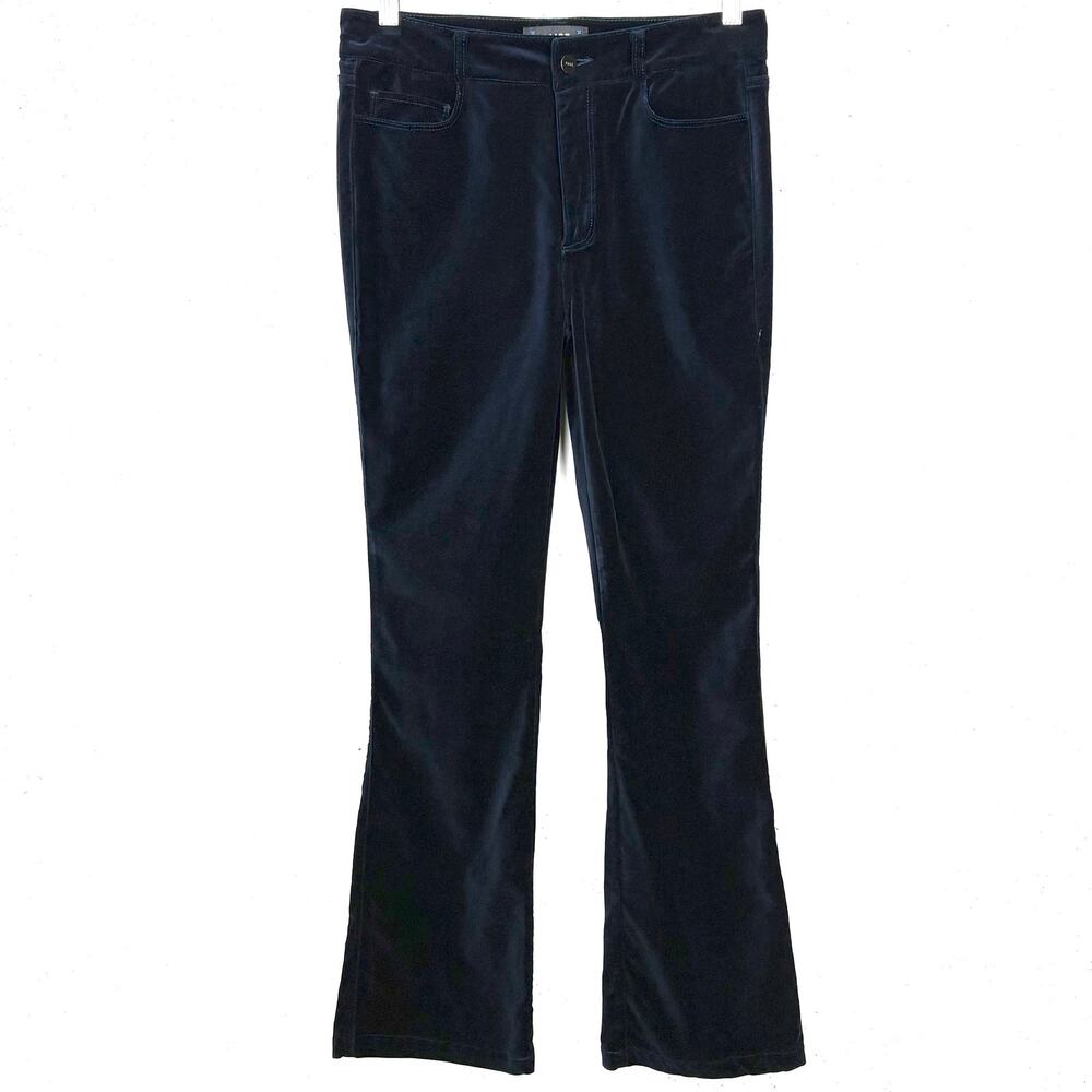 Paige High Rise Bootcut Pants Zip Fly & Button Closure Deep Navy Velvet Size 27